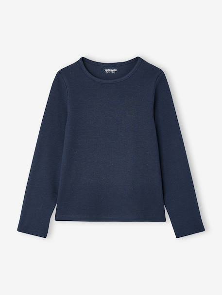 Pack of 3 long-sleeved T-shirts for girls ecru+ink blue+vanilla - vertbaudet enfant 