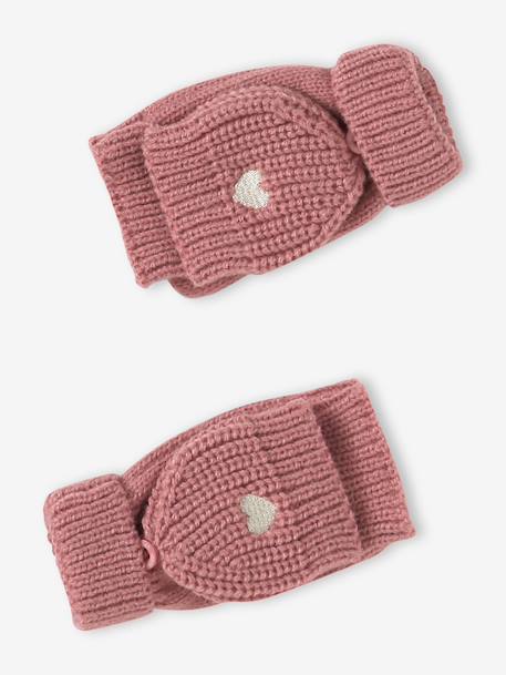 3-piece knit hat, snood and mittens set for girls rose - vertbaudet enfant 
