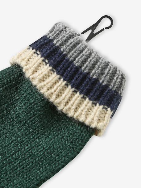 Tricolour Set for Boys: Beanie + Snood + Mittens/Gloves green+night blue - vertbaudet enfant 