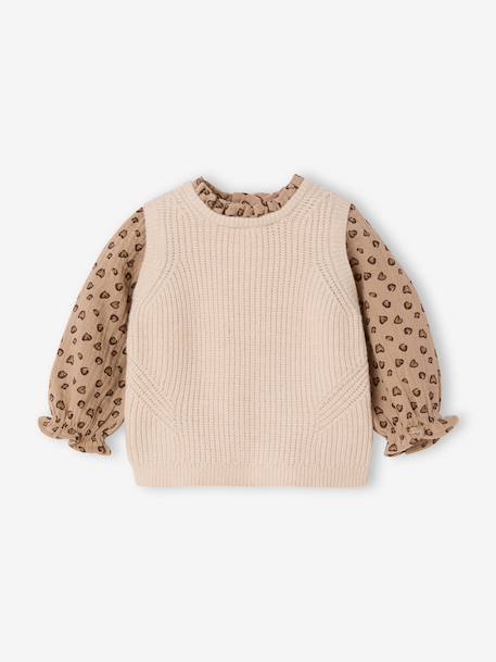 2-in-1 Jumper for Babies ecru+rosy+sky blue - vertbaudet enfant 