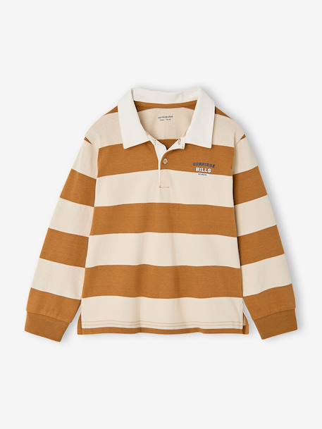Striped Polo Shirt for Boys aqua green+green+marl grey+navy blue+ochre - vertbaudet enfant 