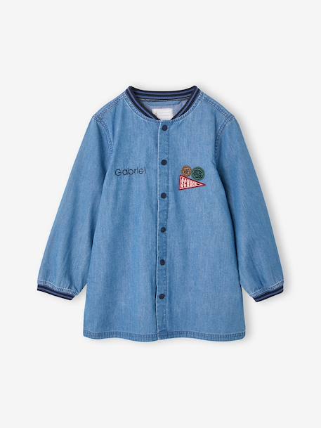 customisable school smock for boys denim blue - vertbaudet enfant 