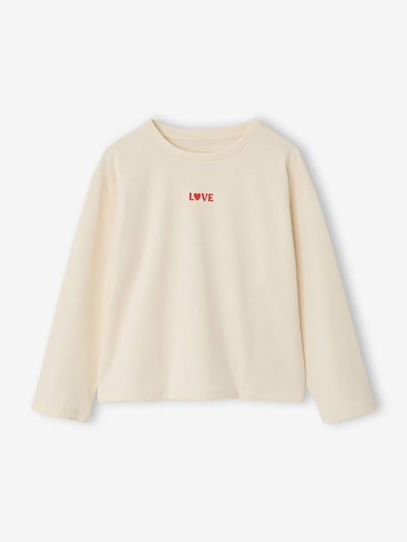 Long-sleeved T-shirt for girls anthracite+ecru+old rose - vertbaudet enfant 