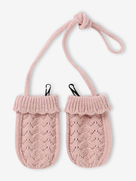 Baby knit hat, snood and mittens set rosy - vertbaudet enfant 