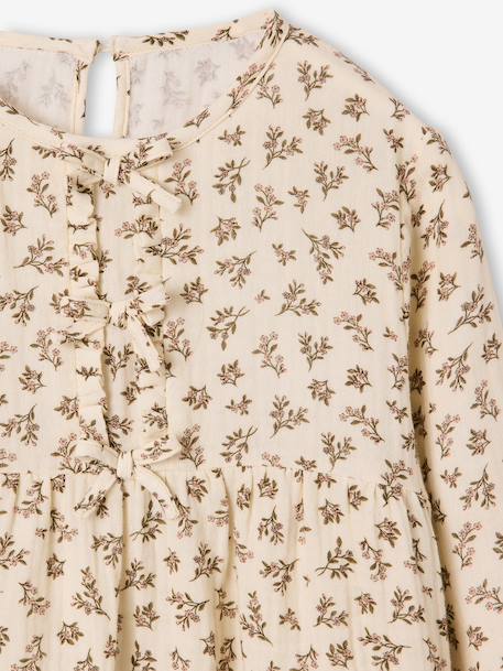 Long-sleeved blouse for girls blush+ecru - vertbaudet enfant 