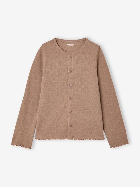 Long-sleeved T-shirt for girls taupe - vertbaudet enfant 