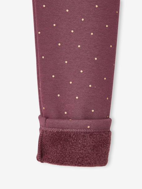 Lot 2 Leggings fille doublés maille polaire anthracite+prune - vertbaudet enfant 