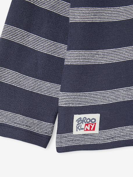 Tee-shirt manches longues effet rayé garçon marine+rayé blanc - vertbaudet enfant 