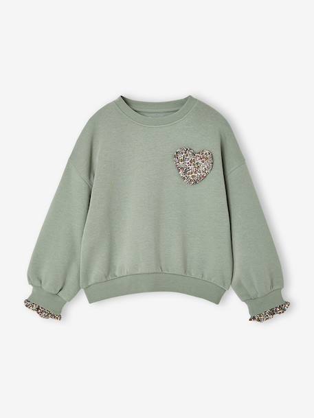 Sweatshirt for girls grey green - vertbaudet enfant 