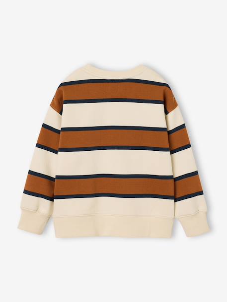 Striped sweatshirt with crew neck for boys hazel+navy blue+pistachio - vertbaudet enfant 