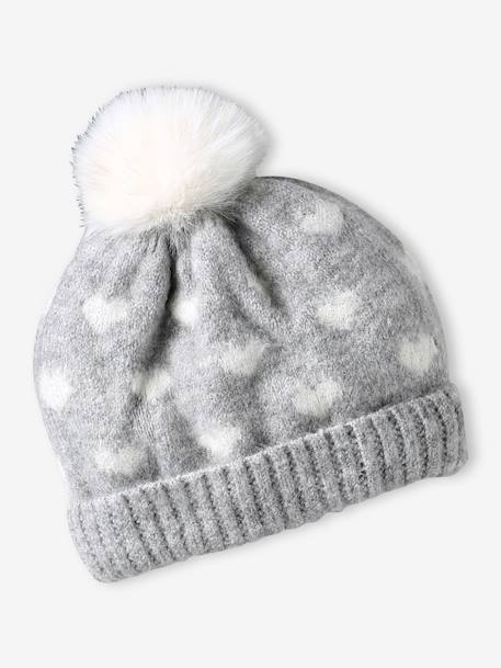 Knitted hat, snood and mittens set for baby girls marl grey - vertbaudet enfant 