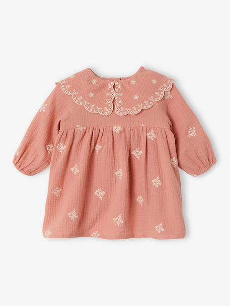 Long-sleeved dress for baby girls apricot - vertbaudet enfant 