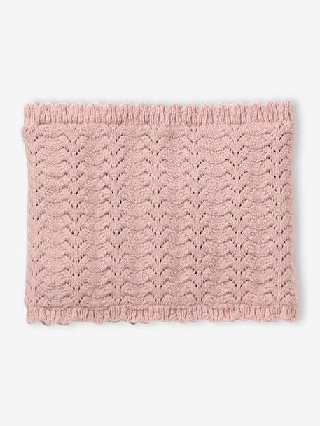 Ensemble bébé fille tricot bonnet snood moufles rose poudré - vertbaudet enfant 