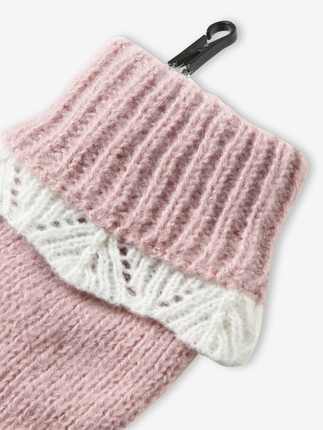 Girls knitted hat, snood and gloves set pale pink - vertbaudet enfant 