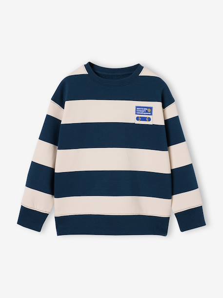 Sweat garçon col rond marine+noisette+pistache - vertbaudet enfant 