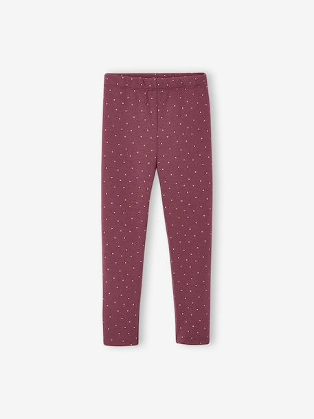 Pack of 2 Leggings Lined in Fleece Knit anthracite+plum - vertbaudet enfant 