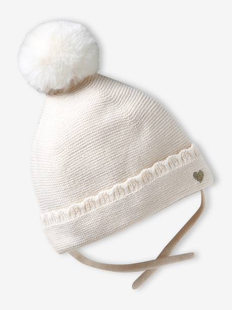 3-piece knit hat, snood and mittens set for baby girls ecru - vertbaudet enfant 