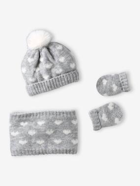 Knitted hat, snood and mittens set for baby girls  - vertbaudet enfant
