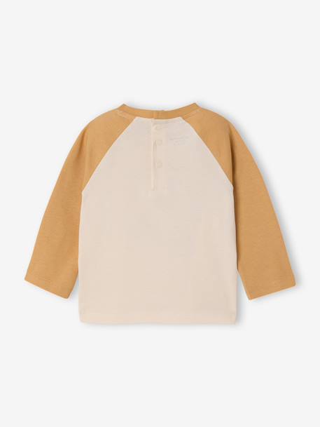 T-shirt bébé manches longues avec imprimé placé devant curry+kaki+marine - vertbaudet enfant 