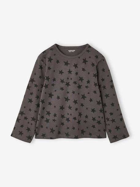 Long-sleeved T-shirt for girls ecru+grey+navy blue - vertbaudet enfant 