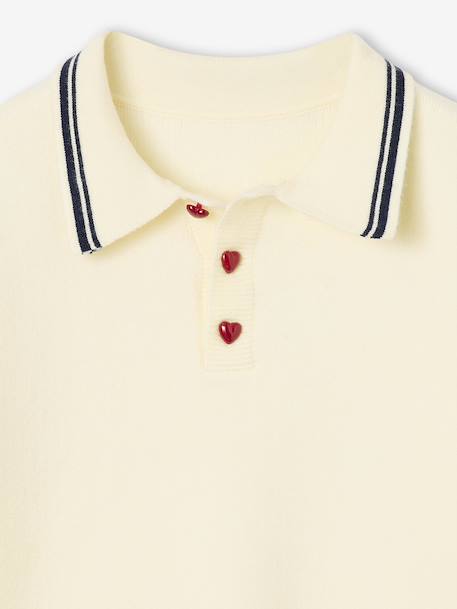 Pull polo fille manches longues écru - vertbaudet enfant 