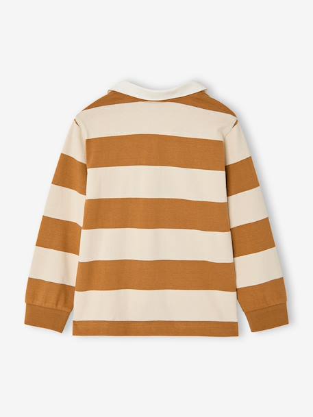 Striped Polo Shirt for Boys aqua green+green+marl grey+navy blue+ochre - vertbaudet enfant 