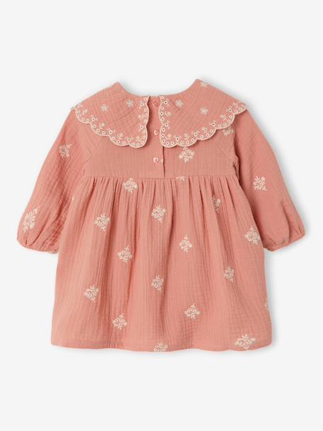 Long-sleeved dress for baby girls apricot - vertbaudet enfant 