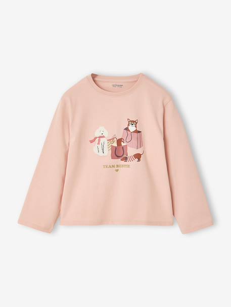 T-shirt manches longues fille rose poudré - vertbaudet enfant 
