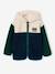 Zip-up hooded cardigan for boys fir green+medium blue - vertbaudet enfant 