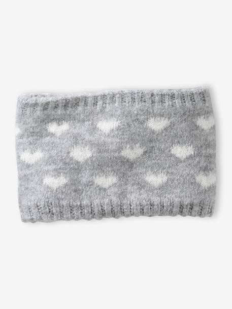 Ensemble bébé fille tricot bonnet, snood et moufles gris chiné - vertbaudet enfant 