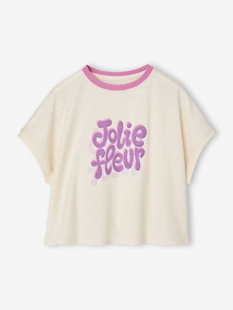 Short-sleeved T-shirt for girls ecru - vertbaudet enfant 