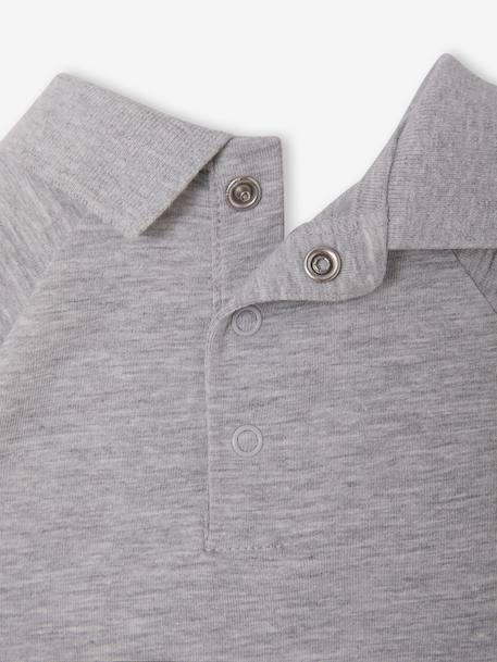 Pack of 2 newborn long-sleeved polo collar bodysuits marl grey - vertbaudet enfant 