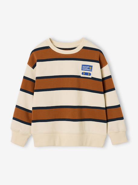 Sweat garçon col rond marine+noisette+pistache - vertbaudet enfant 
