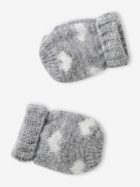 Knitted hat, snood and mittens set for baby girls marl grey - vertbaudet enfant 