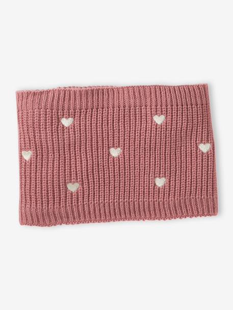 3-piece knit hat, snood and mittens set for girls rose - vertbaudet enfant 