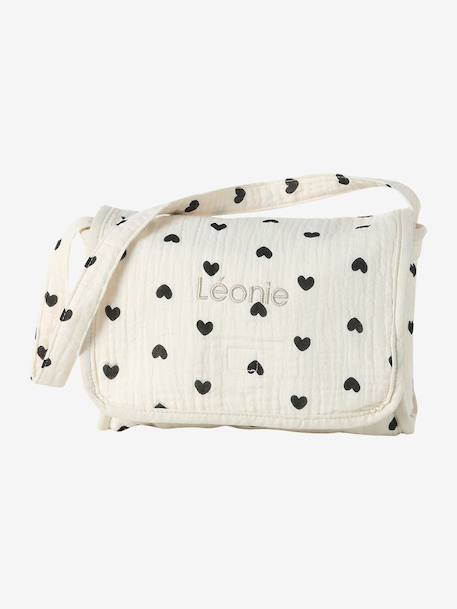 Premium Doll Changing Bag + Nappy + Bib black+ecru+red - vertbaudet enfant 