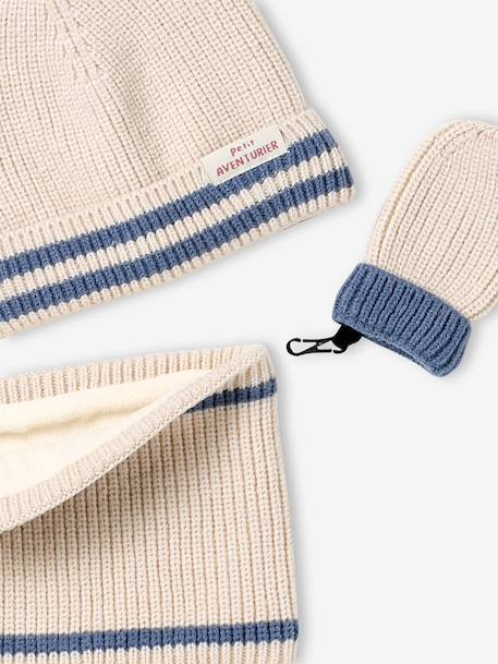 Baby knit hat, snood and mittens set ecru - vertbaudet enfant 