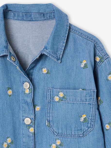 Embroidered Long-sleeved shirt for girls denim blue - vertbaudet enfant 