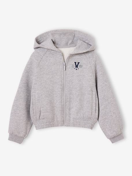 Sweat à capuche zippé fille gris chiné - vertbaudet enfant 