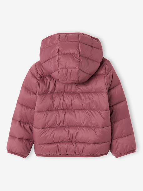 Lightweight hooded puffer jacket for girls grey green+lilac+navy blue+plum+rose - vertbaudet enfant 