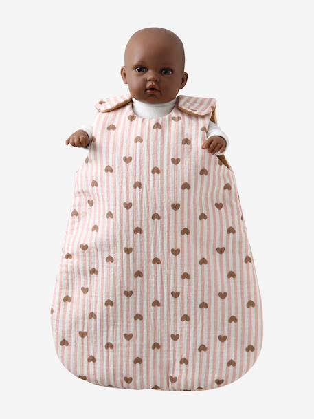 Baby Sleep Bag in Cotton Gauze, for Dolls black+blush+brown+printed pink+rose+yellow - vertbaudet enfant 