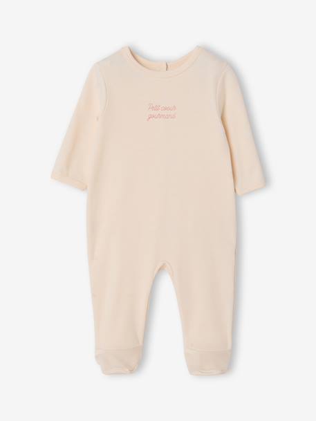 Pack of 3 baby sleepsuits with back opening ecru+sage green - vertbaudet enfant 