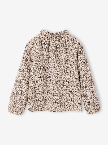 Fancy Top, Elasticated Ruffled Neckline, for Girls ecru+navy blue+vanilla - vertbaudet enfant 