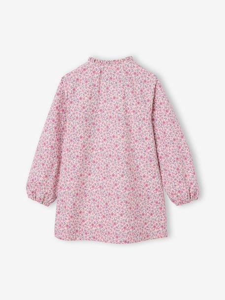 customisable buttoned school apron for girls candy pink - vertbaudet enfant 