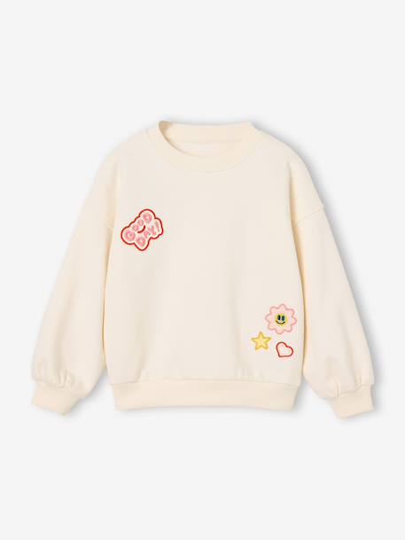 Sweat fille manches longues écru - vertbaudet enfant 