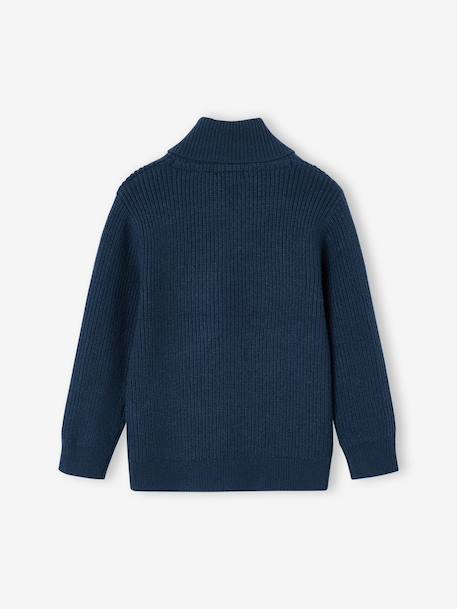 Jumper with Crossover High Neck, for Boys ocean blue - vertbaudet enfant 