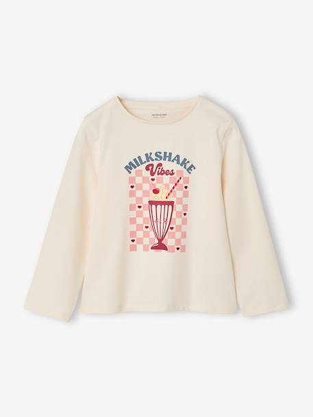 T-shirt manches longues fille écru - vertbaudet enfant 