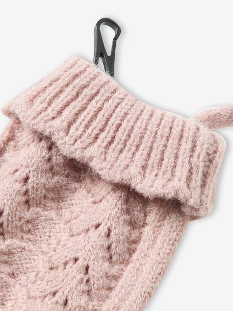 Ensemble bébé fille tricot bonnet snood moufles rose poudré - vertbaudet enfant 