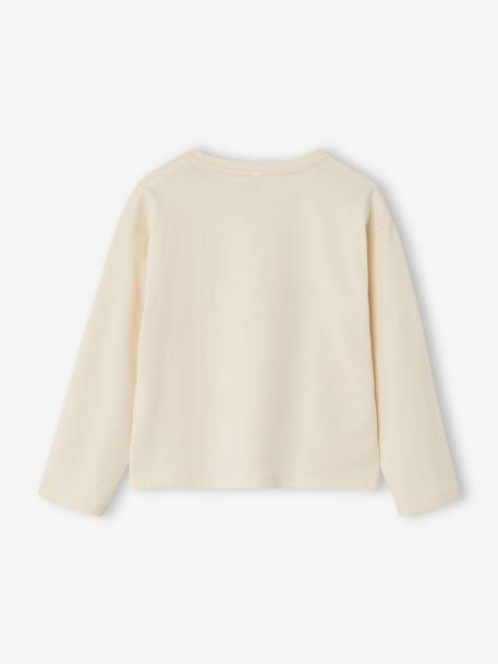 Long-sleeved T-shirt for girls anthracite+ecru+old rose - vertbaudet enfant 