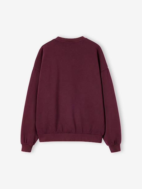 Oversized Leopard Print Slogan Sweatshirt for Girls, JONEN anthracite+bordeaux red - vertbaudet enfant 